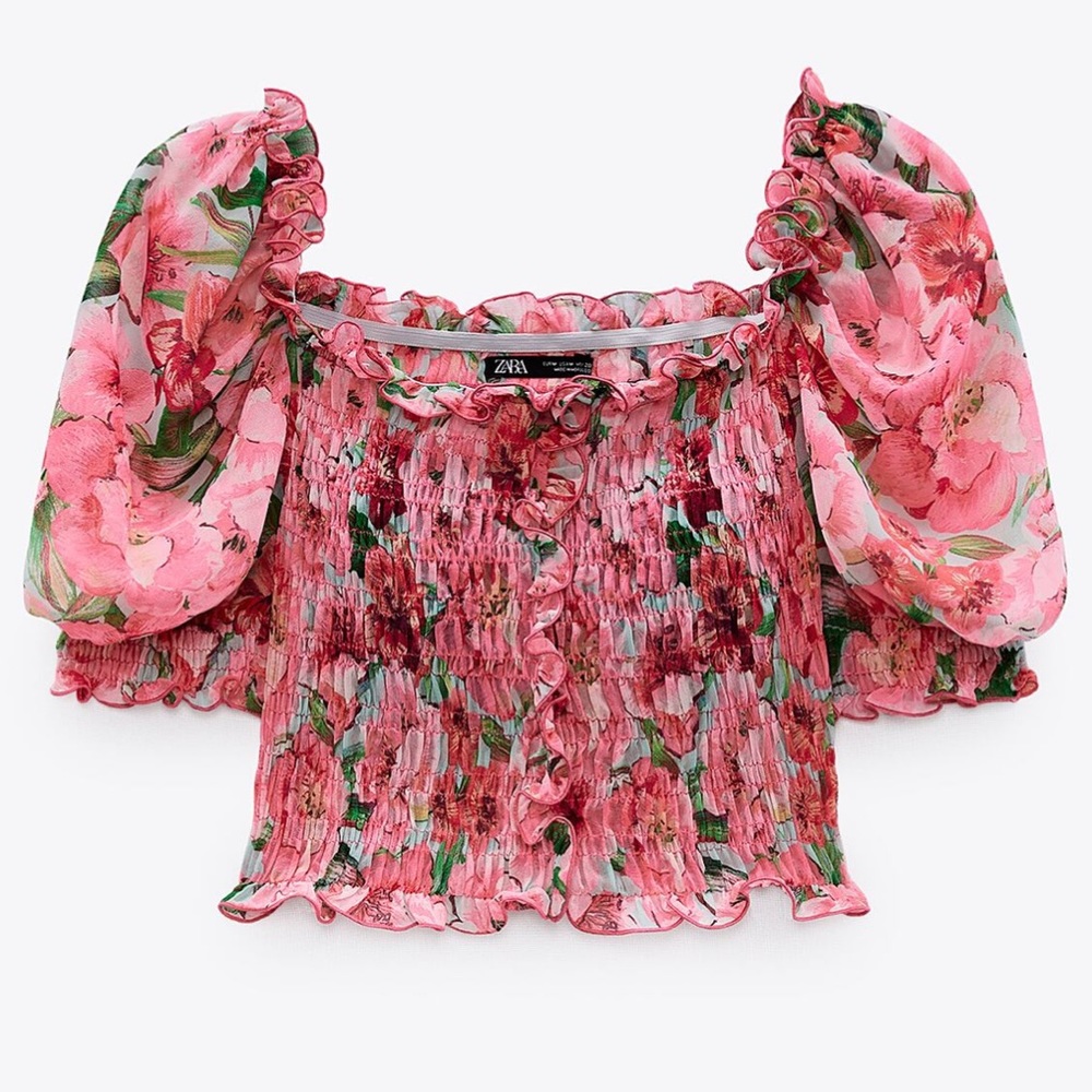 NWT Zara Stretchy Floral Print Top